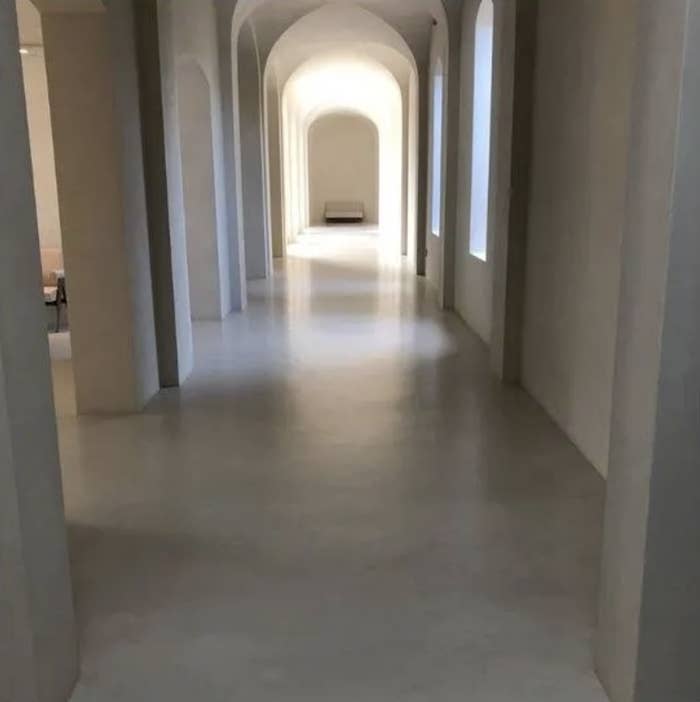 A long empty cold hallway