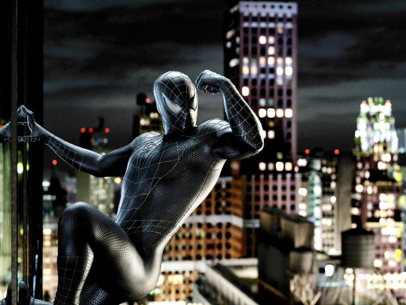 Spider-Man in his black suit