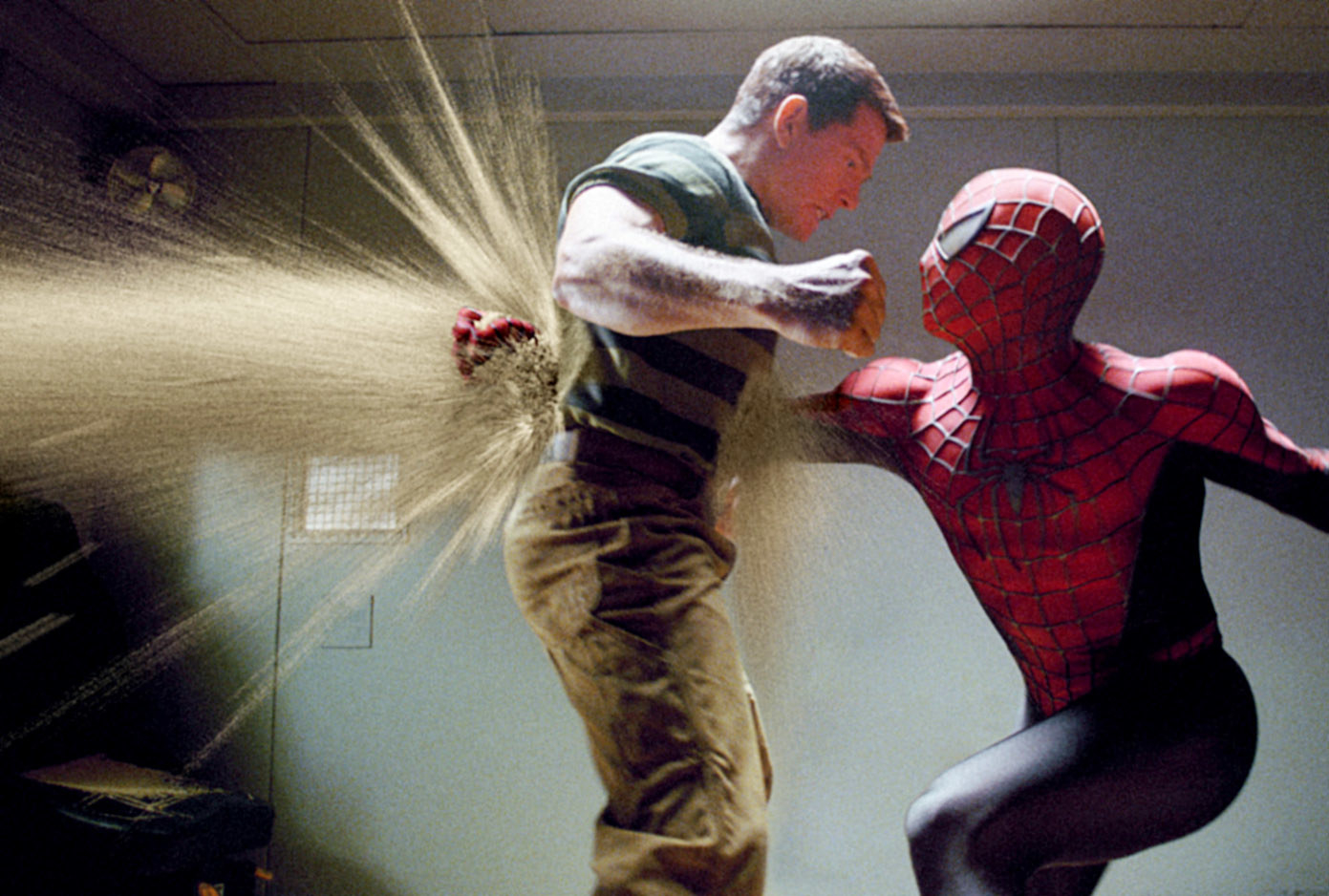 Spider-Man punches through the Sandman