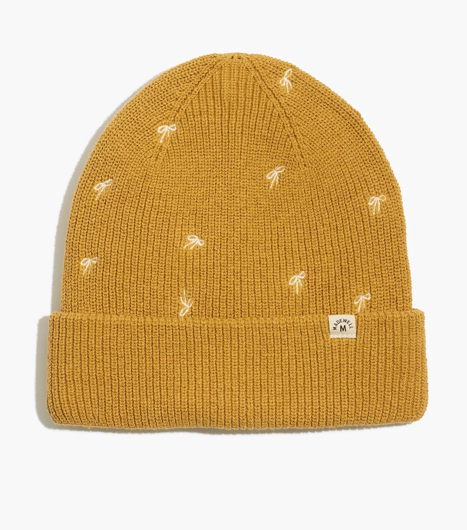 The yellow bow embroidered beanie
