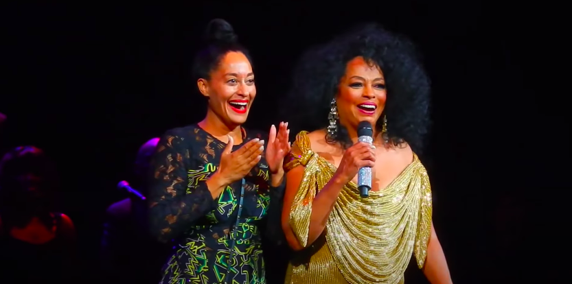 Diana Ross and Tracee Ellis Ross singing on stage together