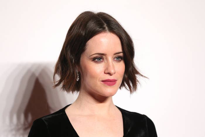 Claire Foy posing for photographers at an event