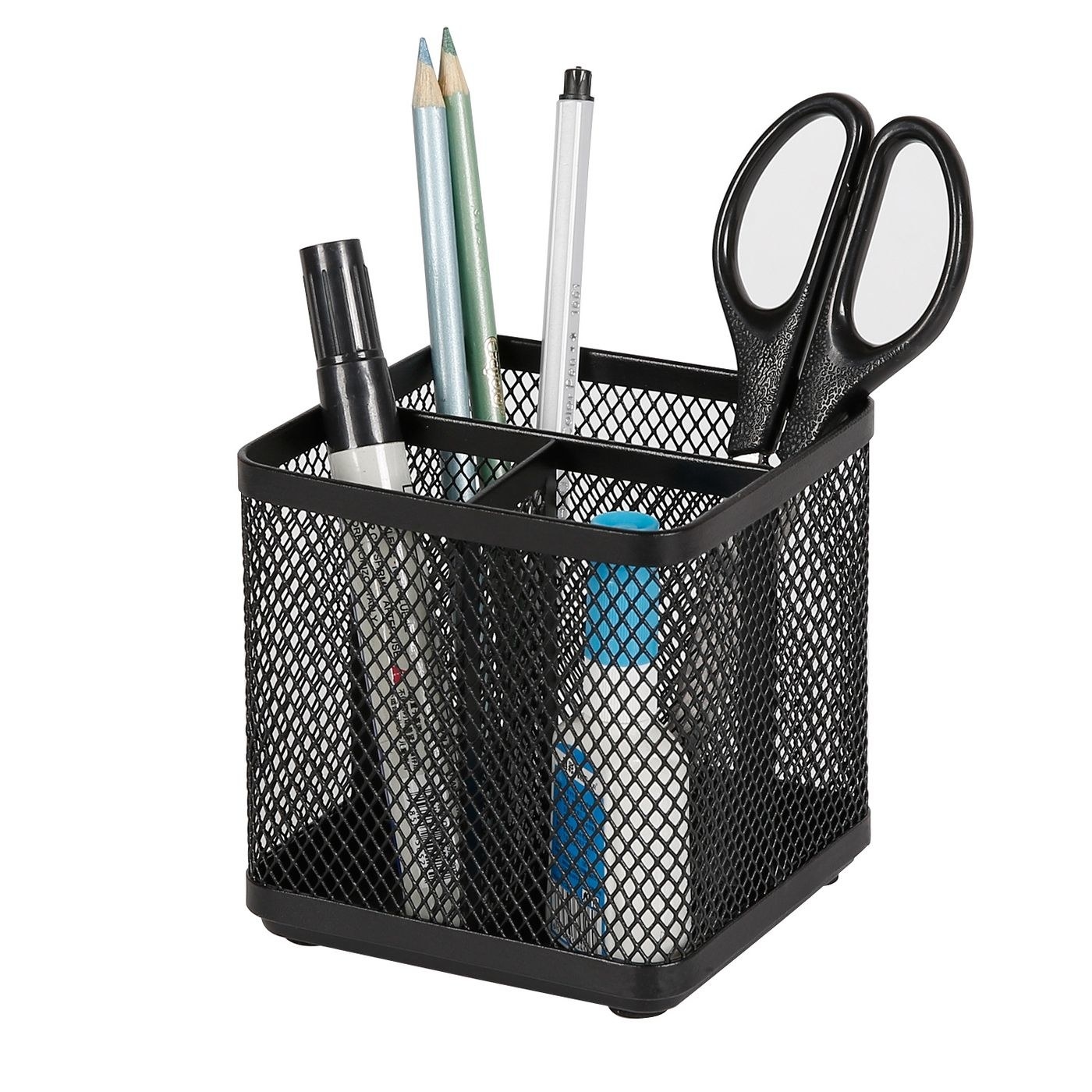 the black pen organizer with office supplies