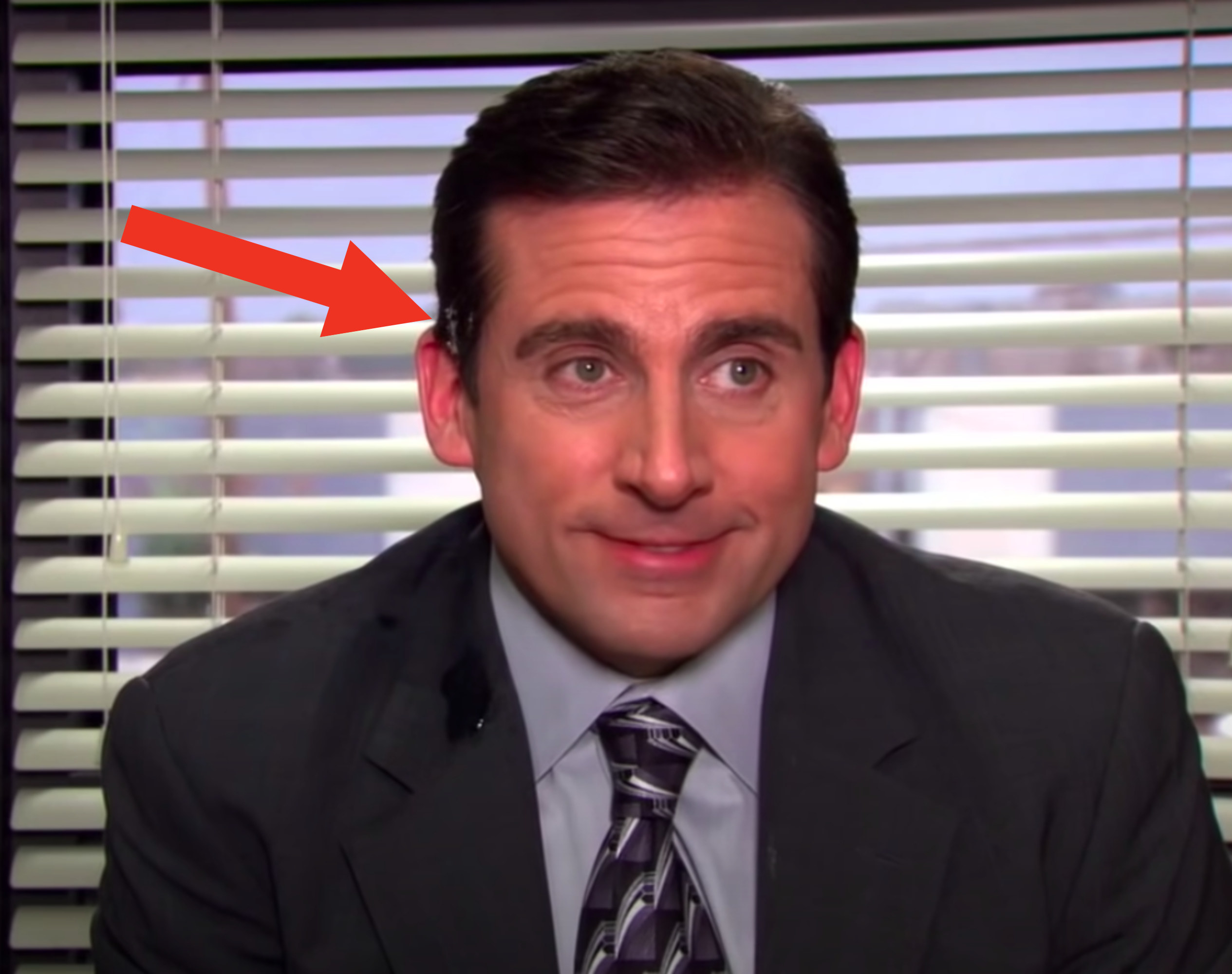 Arrow pointing to cement above Michael&#x27;s ear