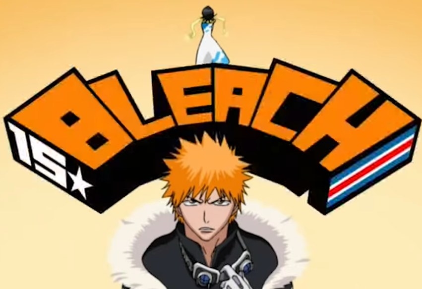 The title Bleach with Ichigo in the front and Rukia in the background