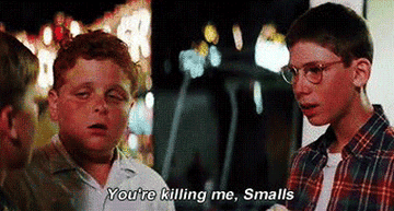 Two young boys, one saying, &quot;You&#x27;re killing me, Smalls&quot;
