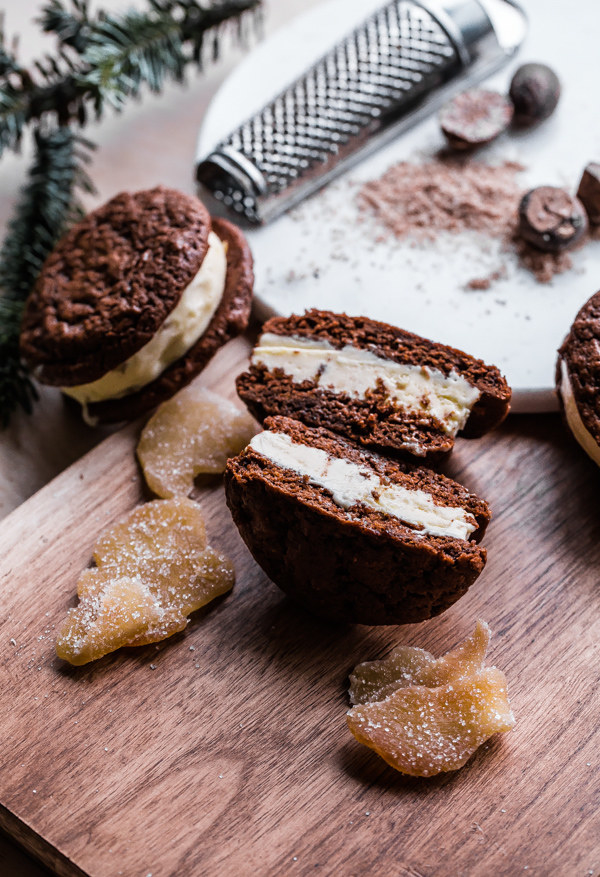Eggnog And Gingerbread Ice Cream Cookie Sandwiches