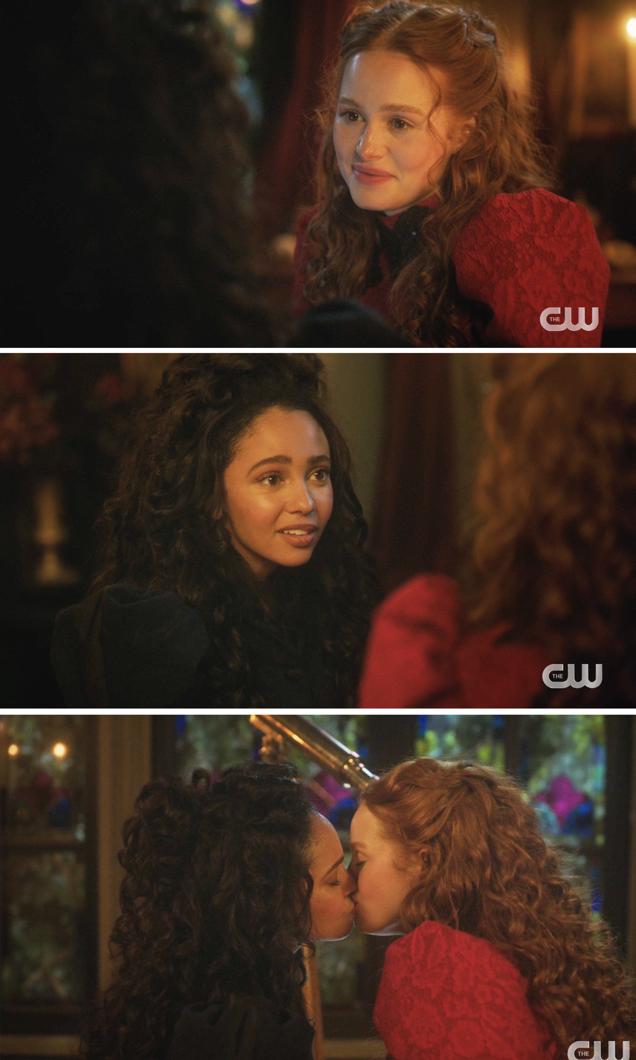 Cheryl and Toni kissing