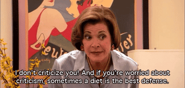 GIF of Jessica Walter who plays Lucille Bluth in Arrested Development criticizing her family