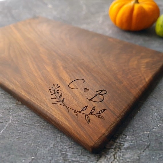 Wooden cutting board with engraving