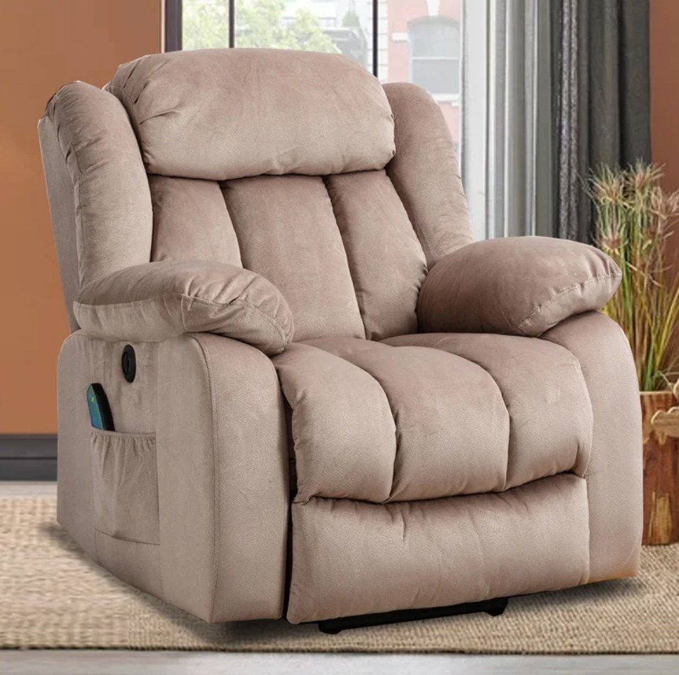 A camel reclining heated massage chair