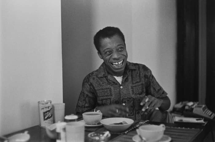 James Baldwin laughs in a photo from October of 1963