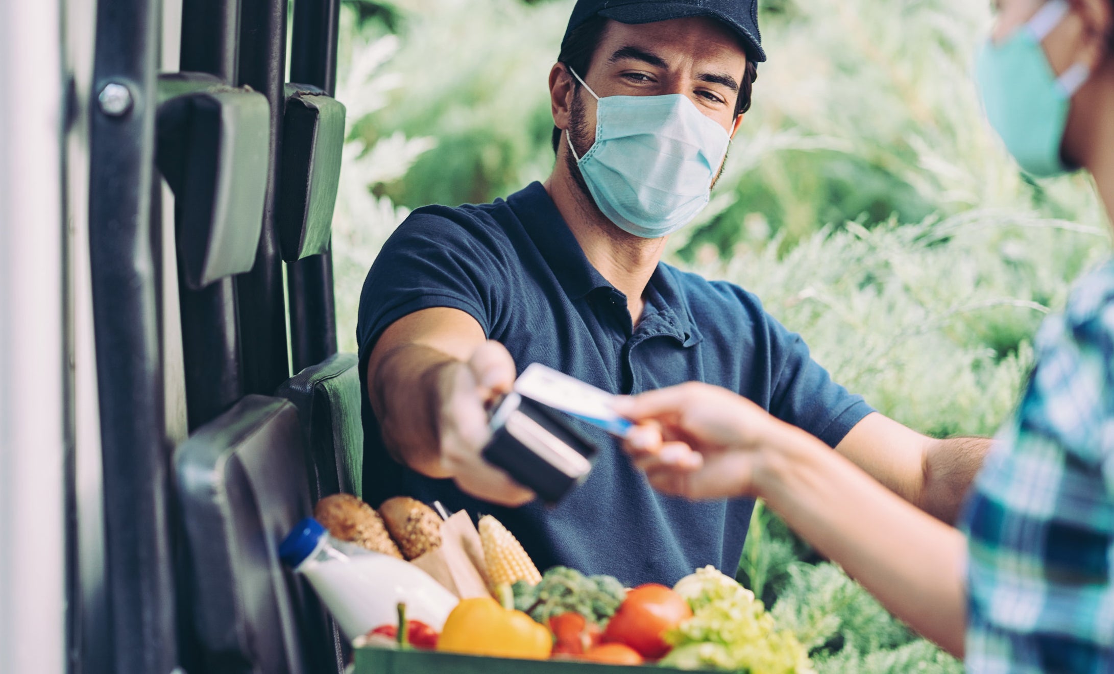 Paying for produce using a credit card