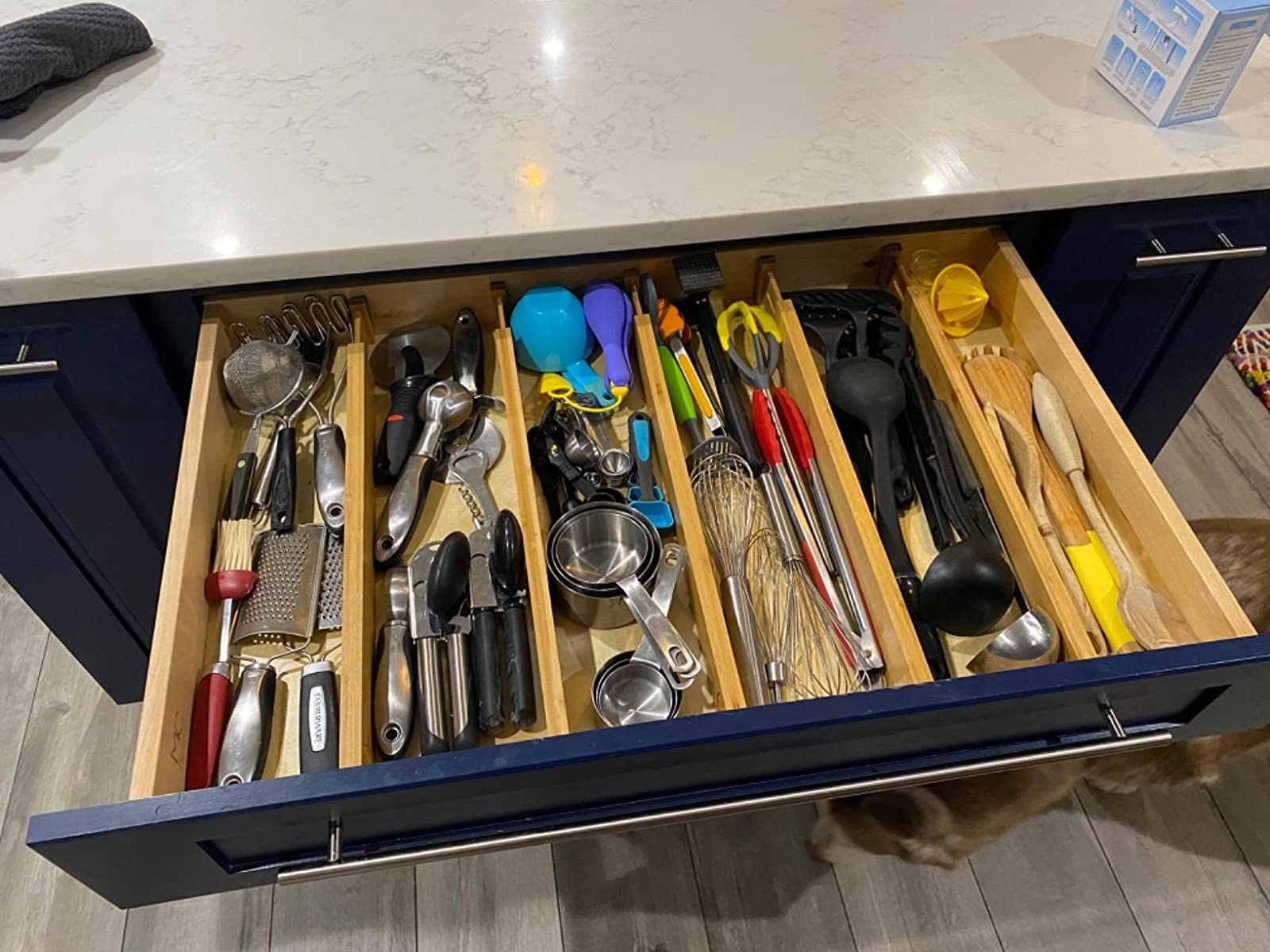 a reviewer&#x27;s drawer neatly divided