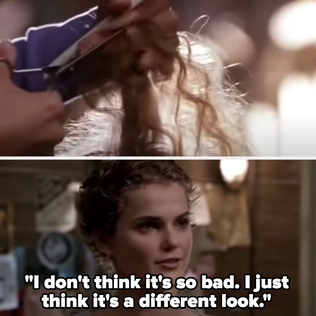Felicity getting her hair cut then saying she doesn&#x27;t think it&#x27;s bad, it&#x27;s just a different look