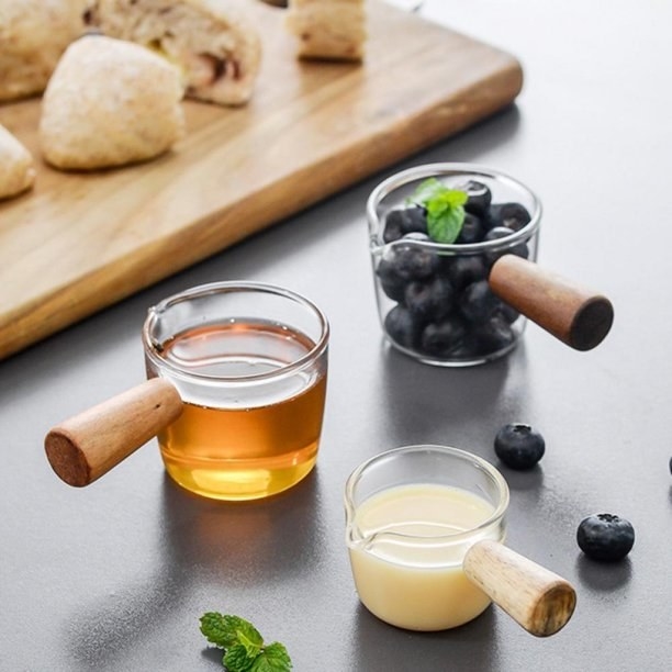 Small Glass Condiment Cups with Handles