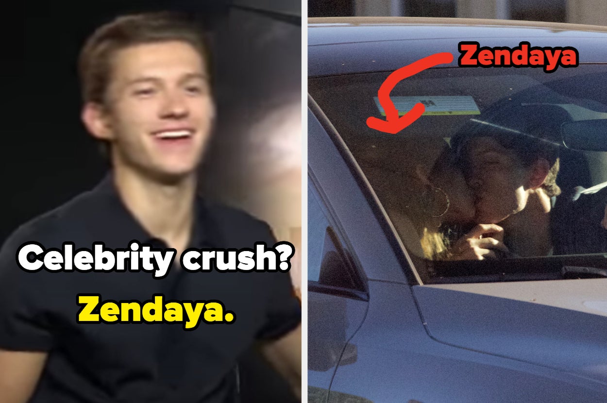 Tom Holland kissing Zendaya