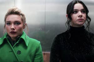 Yelena Belova and Kate Bishop in an elevator together