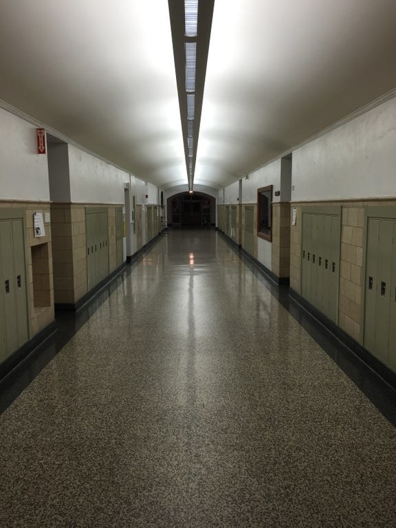 School hall way at night