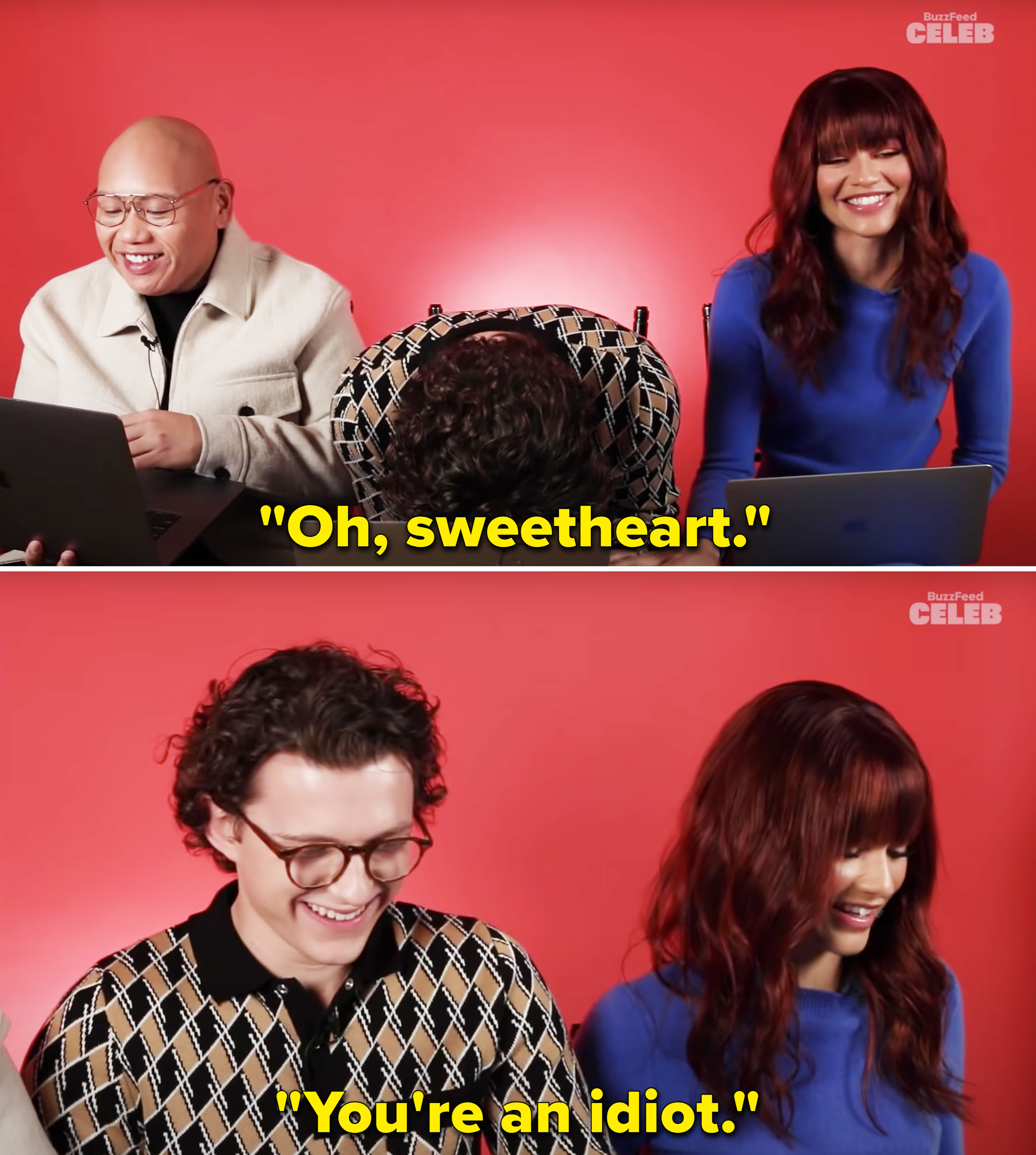Zendaya saying &quot;Oh, sweetheart&quot; and &quot;You&#x27;re an idiot&quot; to Tom