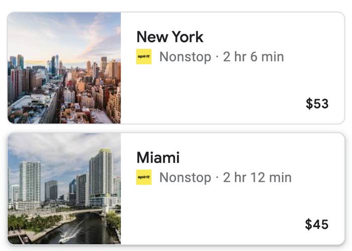 Spirit flight deals to Miami for $45 and New York for $53