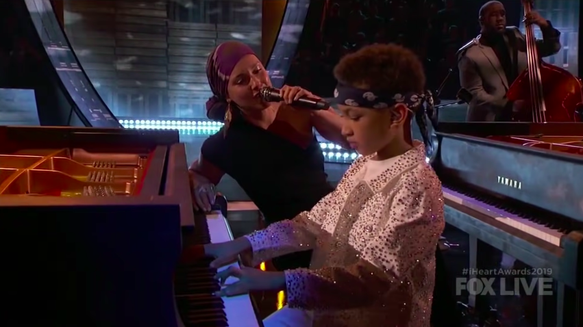 Alicia Keys and her son, Egypt performing together