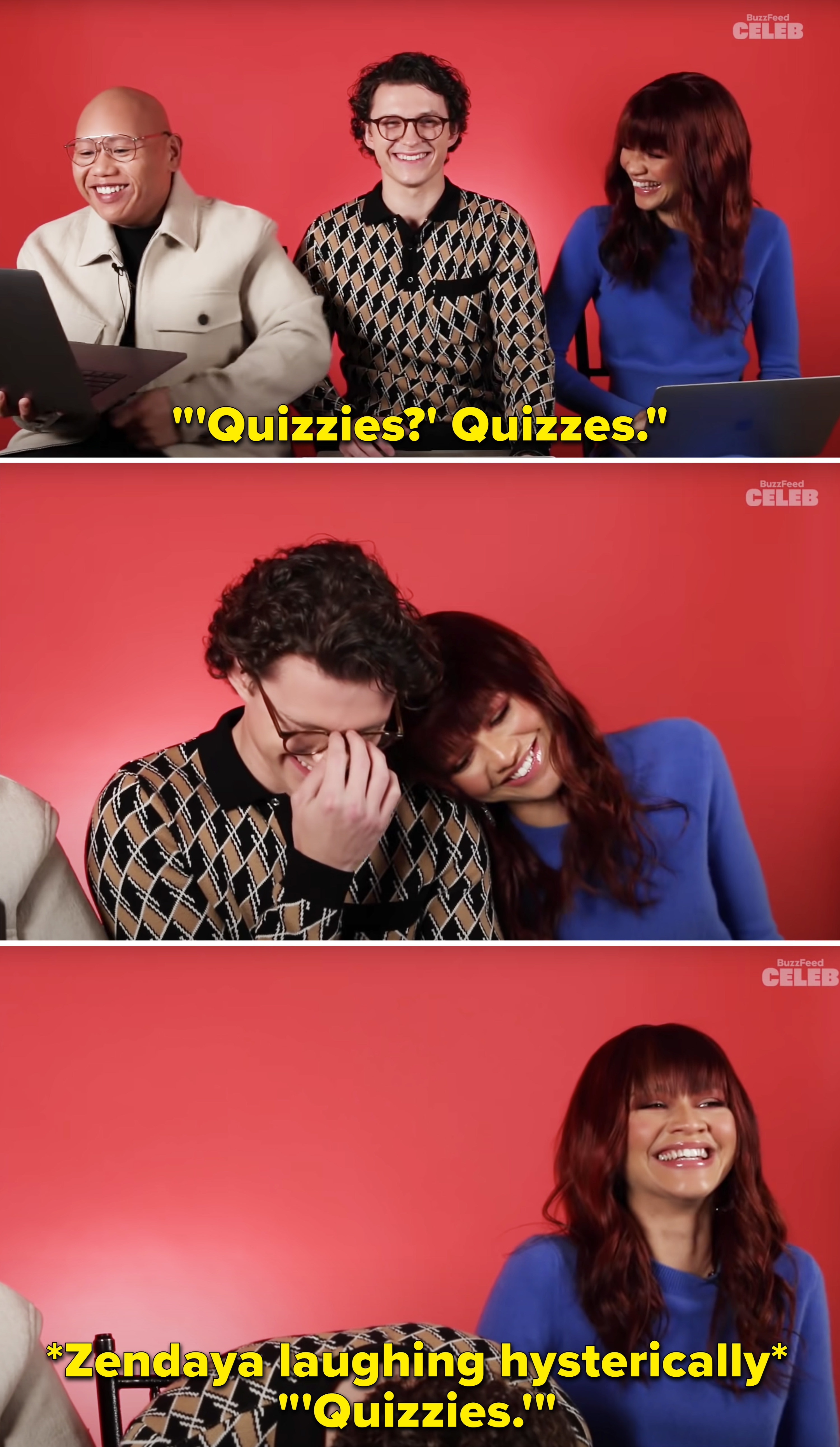 Zendaya laughing and repeating &quot;Quizzies&quot;
