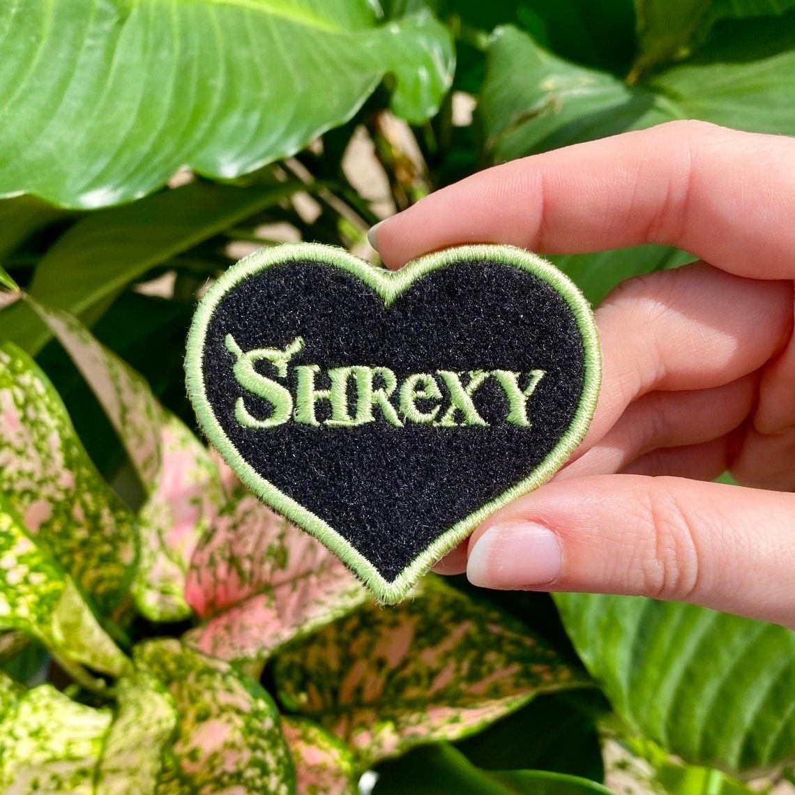 black heart patch that says shrexy