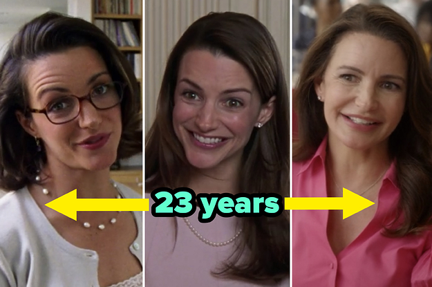 Kristin Davis in the first vs. last episode of "Sex and the City," and in "And Just Like That..."