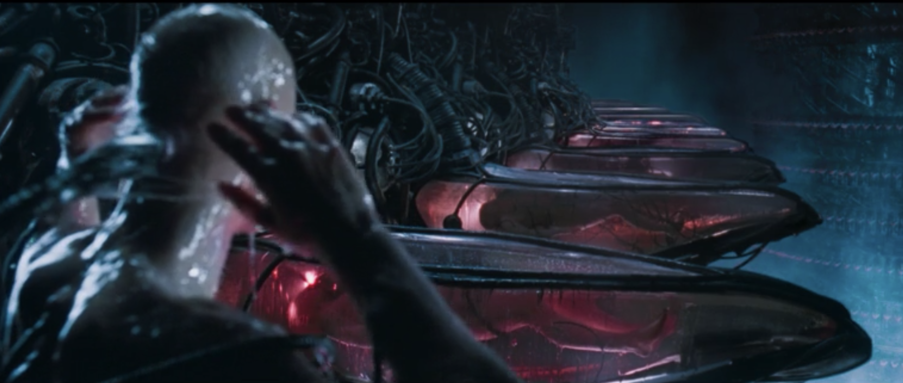 Neo realizing is in a uterus-like pod