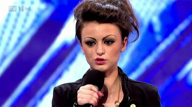 close up of cher lloyd singing on her x factor audition