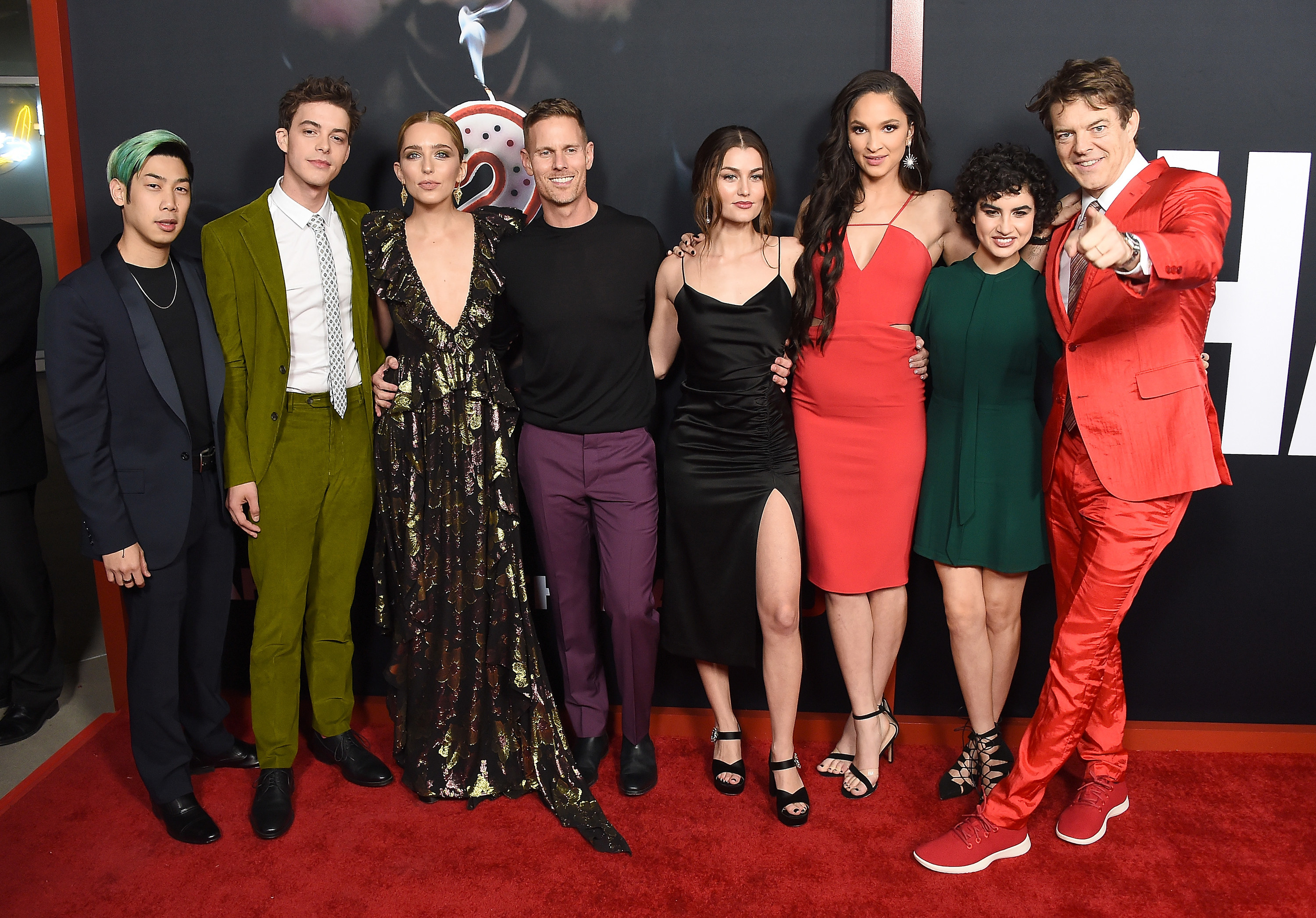 Phi Vu, Israel Broussard, Jessica Rothe, Christopher Landon, Rachel Matthews, Ruby Modine, Sarah Yarkin, and Jason Blum at a Screening of &quot;Happy Death Day 2U&quot;