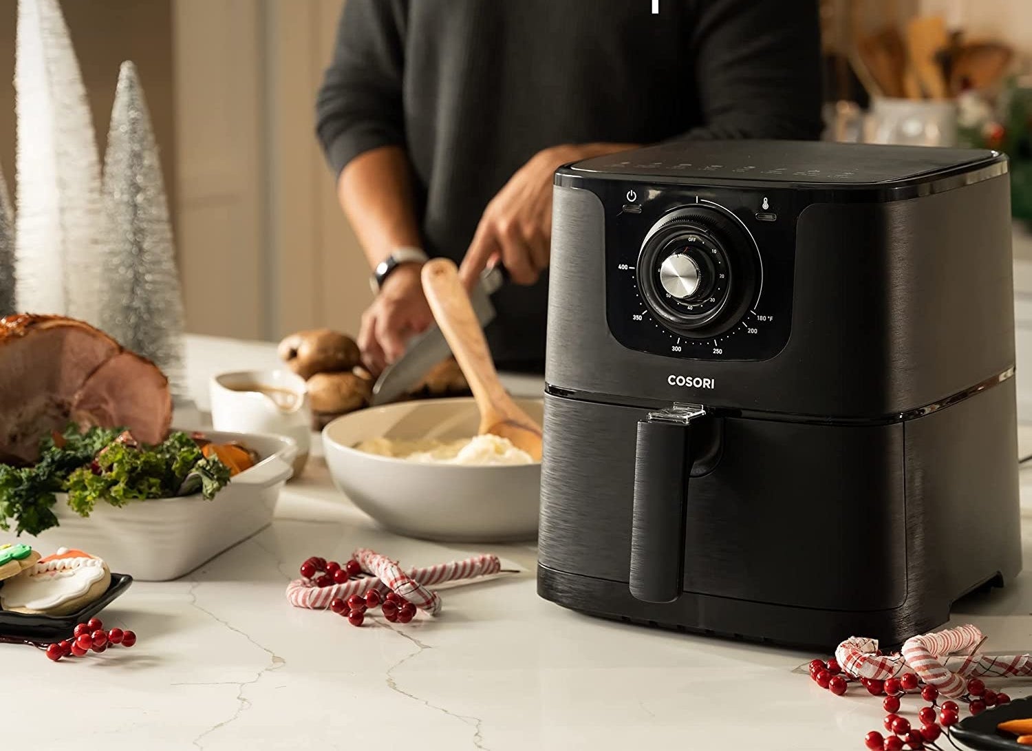 the air fryer on a kitchen counter