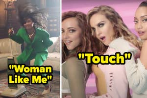 Denim jeans of Perrie Edwards in Woman Like Me (Little Mix ft