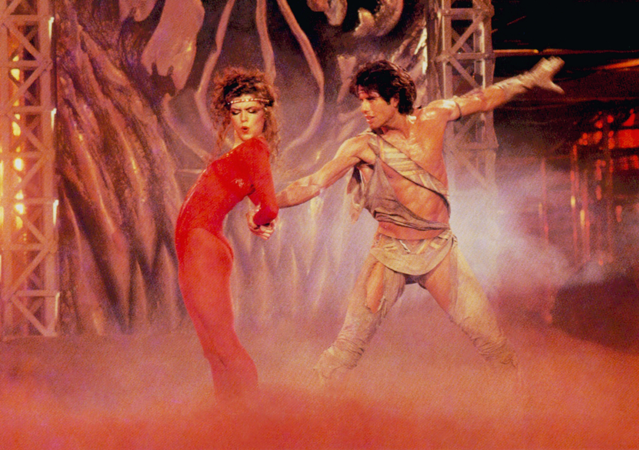 (L-R) Cynthia Rhodes as Jackie and John Travolta as Tony Monero in &quot;Staying Alive&quot;