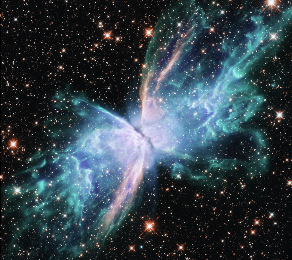 A hydrogen explosion in space with stars