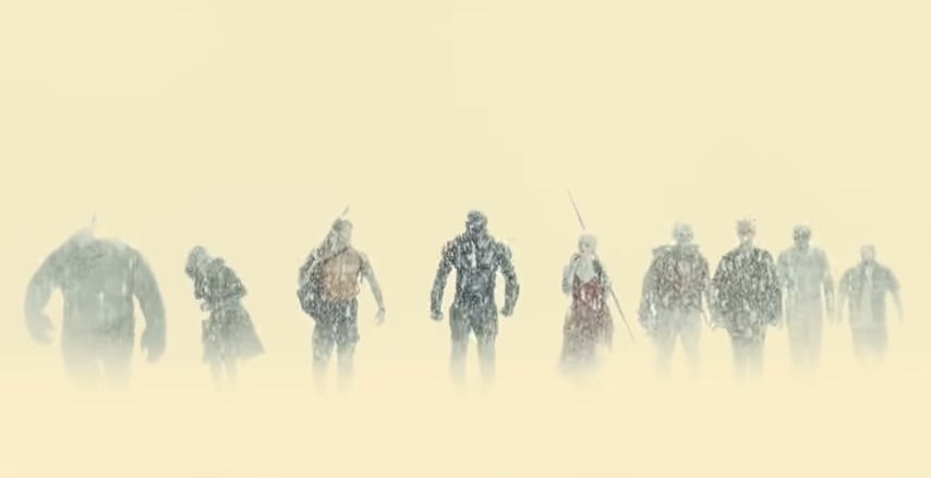 The Suicide Squad walking through the rain in &quot;The Suicide Squad&quot;