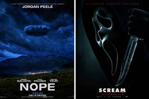 Posters for Jordan Peele's Nope and the new Scream movie