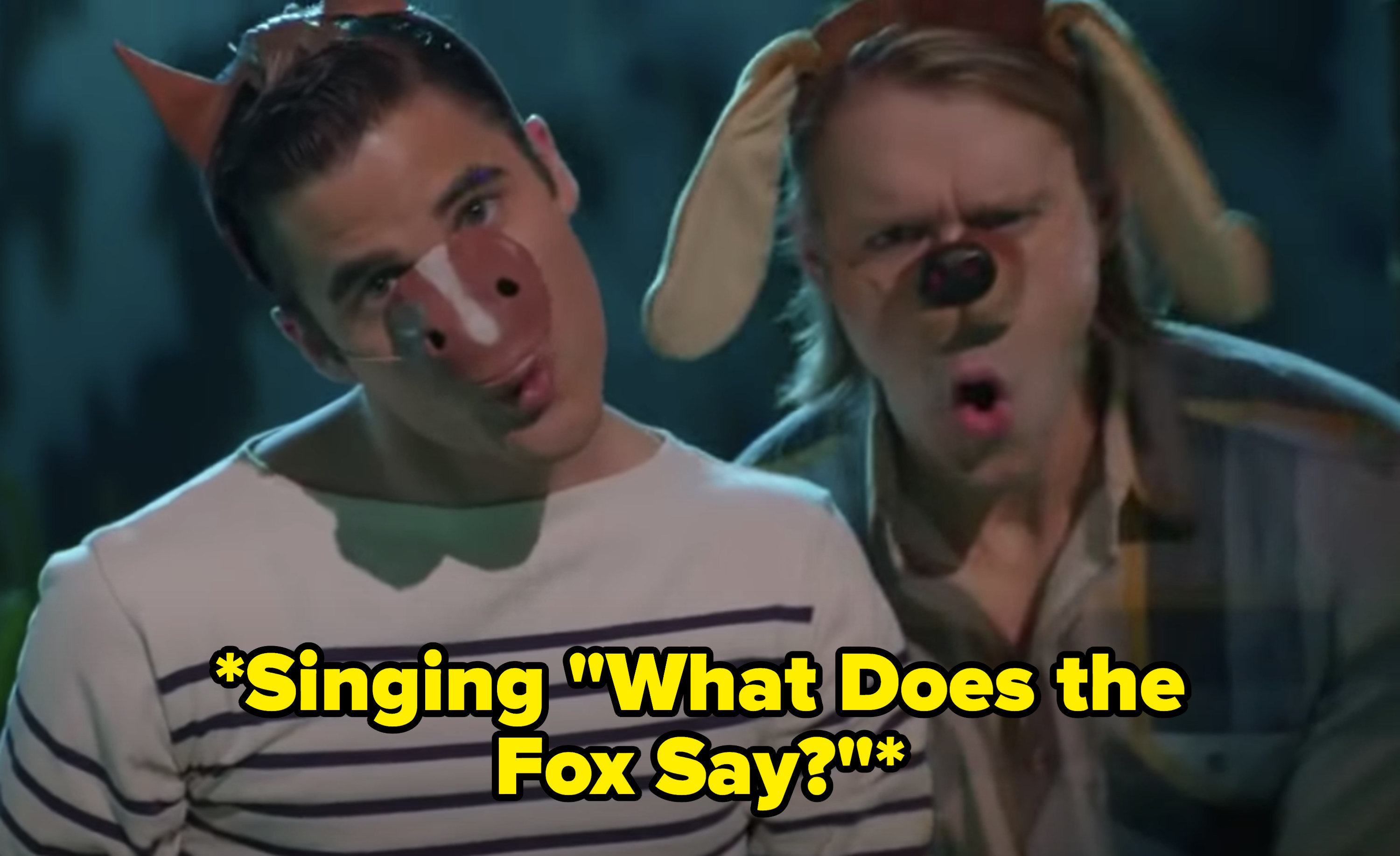 Blaine and Sam singing &quot;What Does the Fox Say?&quot;