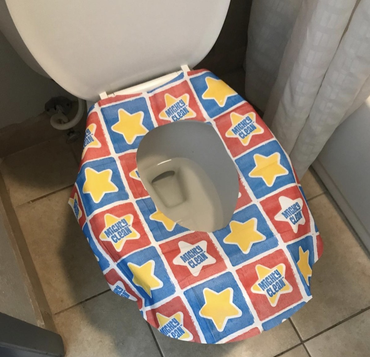 reviewer photo showing toilet set cover on their toilet
