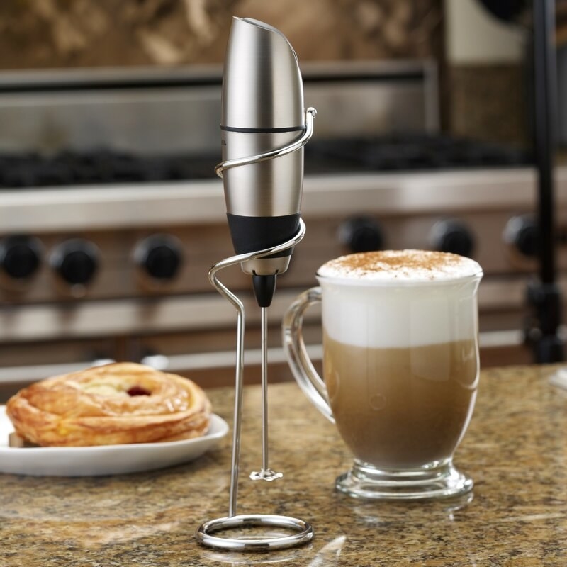 An image of a milk frother on a kitchen countertop