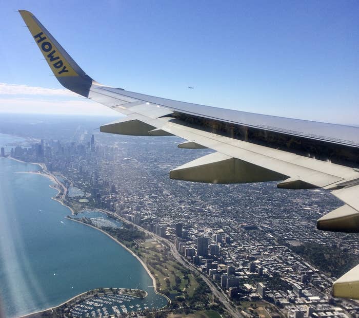 Spirit Airlines flight over Chicago