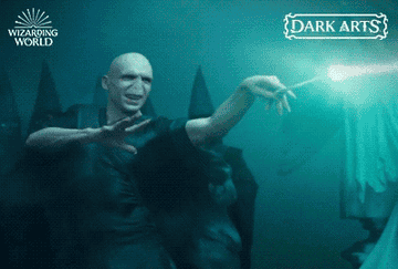 Voldemort and Harry with their spells at each other meeting in Goblet of Fire