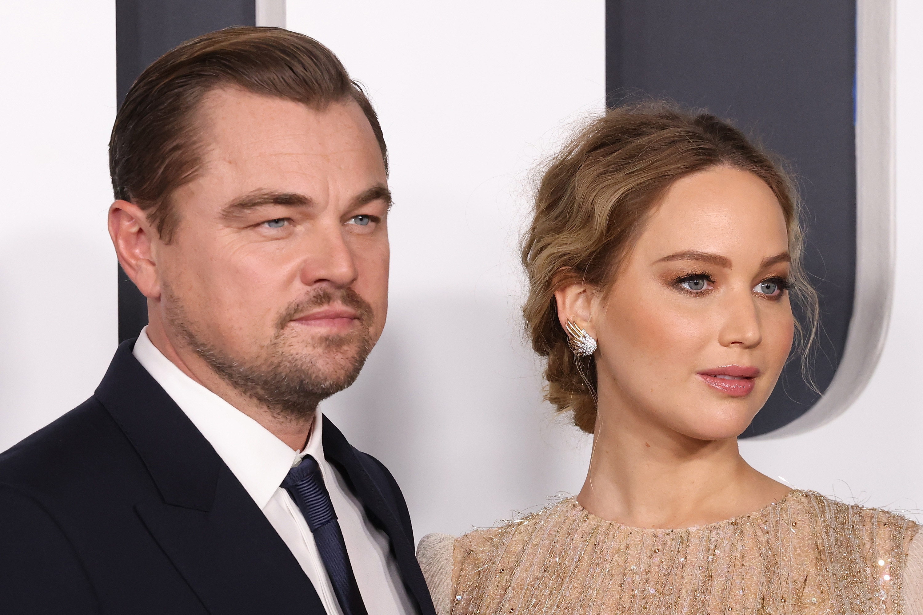 Leonardo DiCaprio and Jennifer Lawrence at the Don&#x27;t Look Up premiere