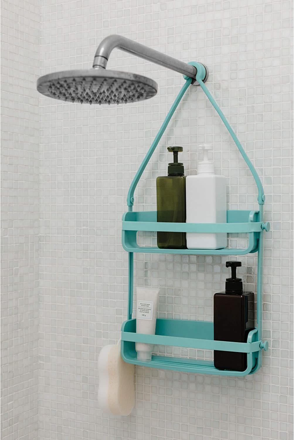 two layer shelf hanging on shower head