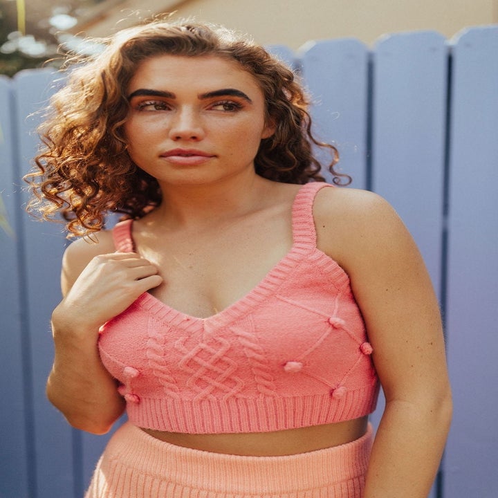 Model wearing crop top