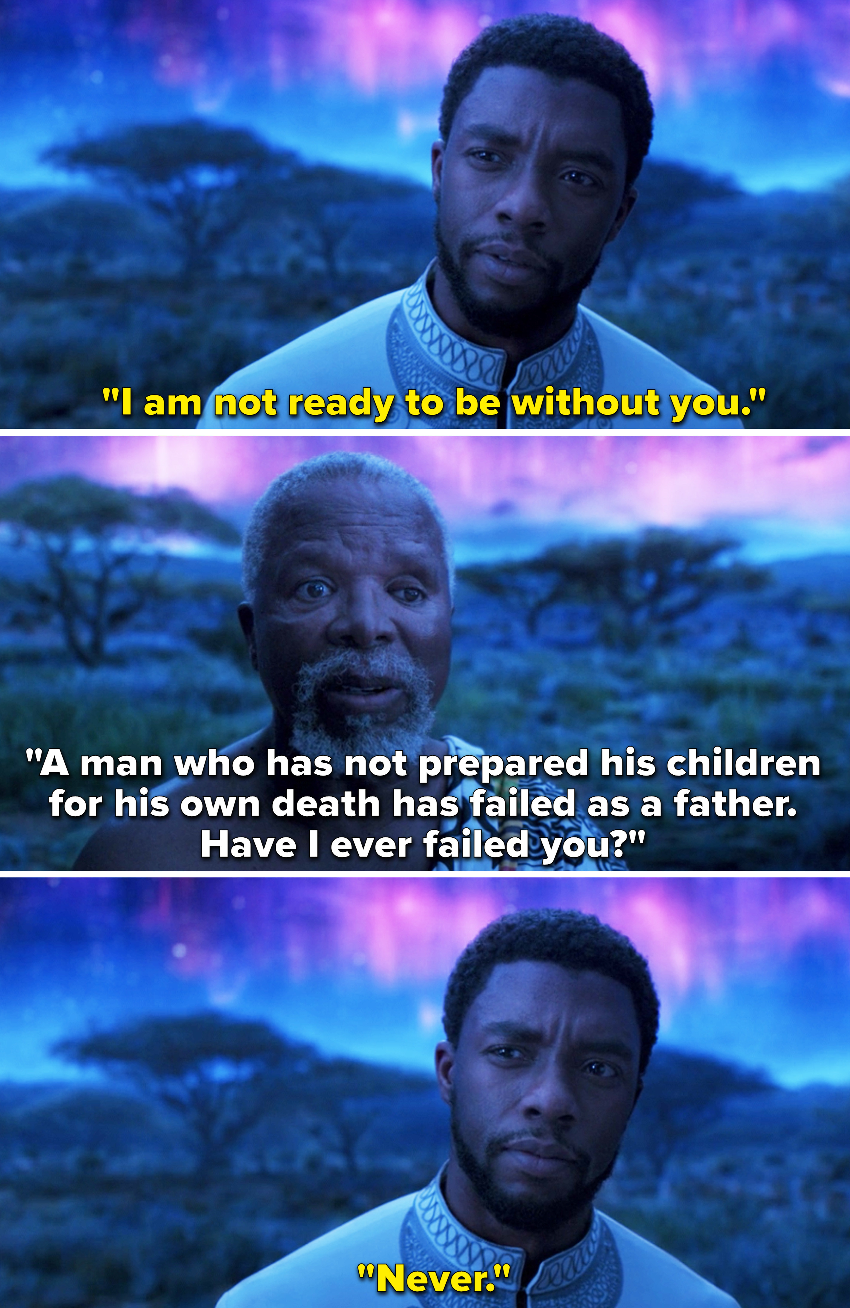 T&#x27;Challa telling his dad he isn&#x27;t ready to live without him