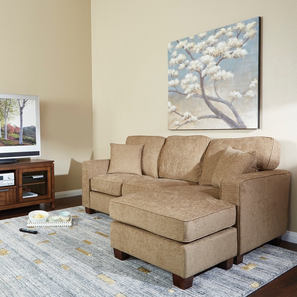 Small tan online sectional sofa