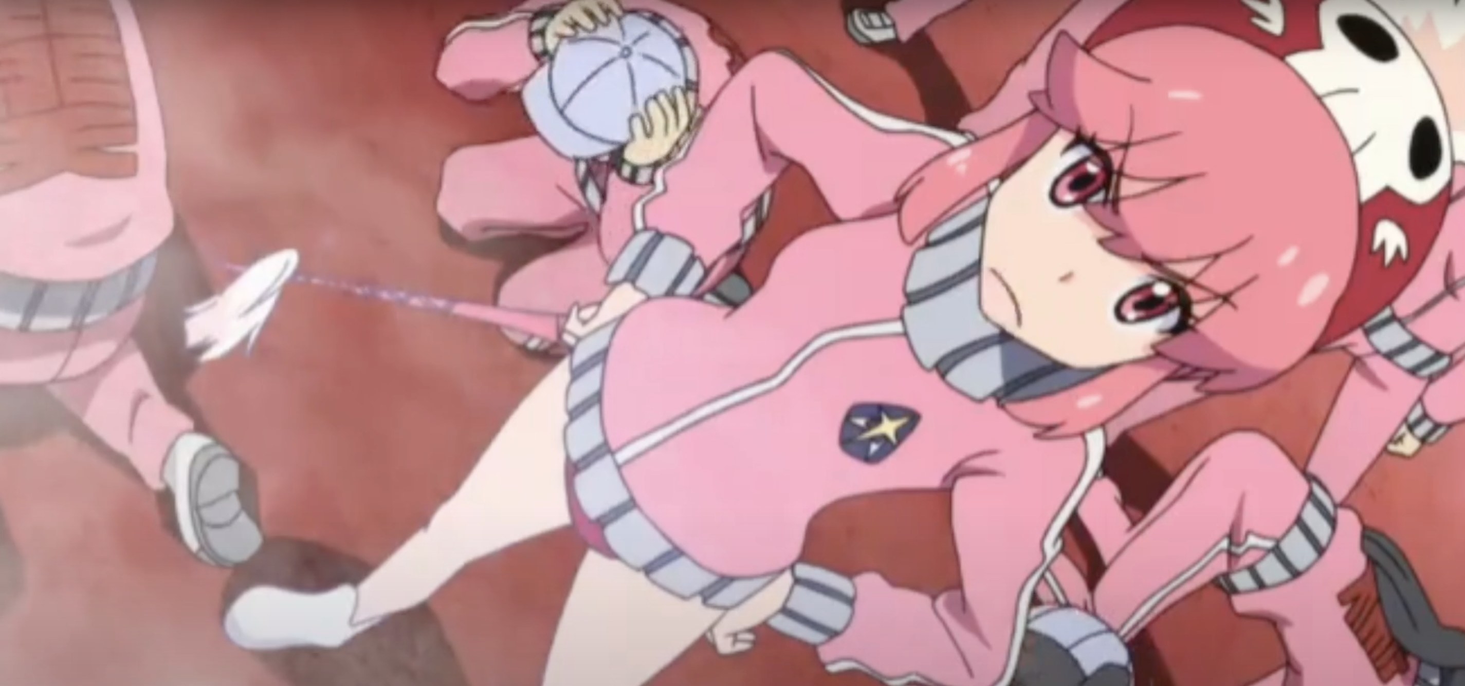 Nonon pouts as her minions cower in fear behind her