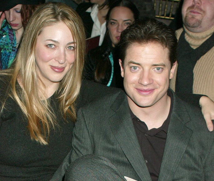 Brendan Fraser with Afton Smith, his wife at the time